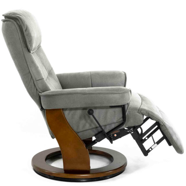 Кресло реклайнер Релакс Рио светло-серое вид сбоку