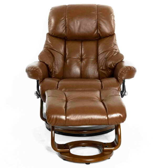 Кресло реклайнер Люкс коричневое вид спереди