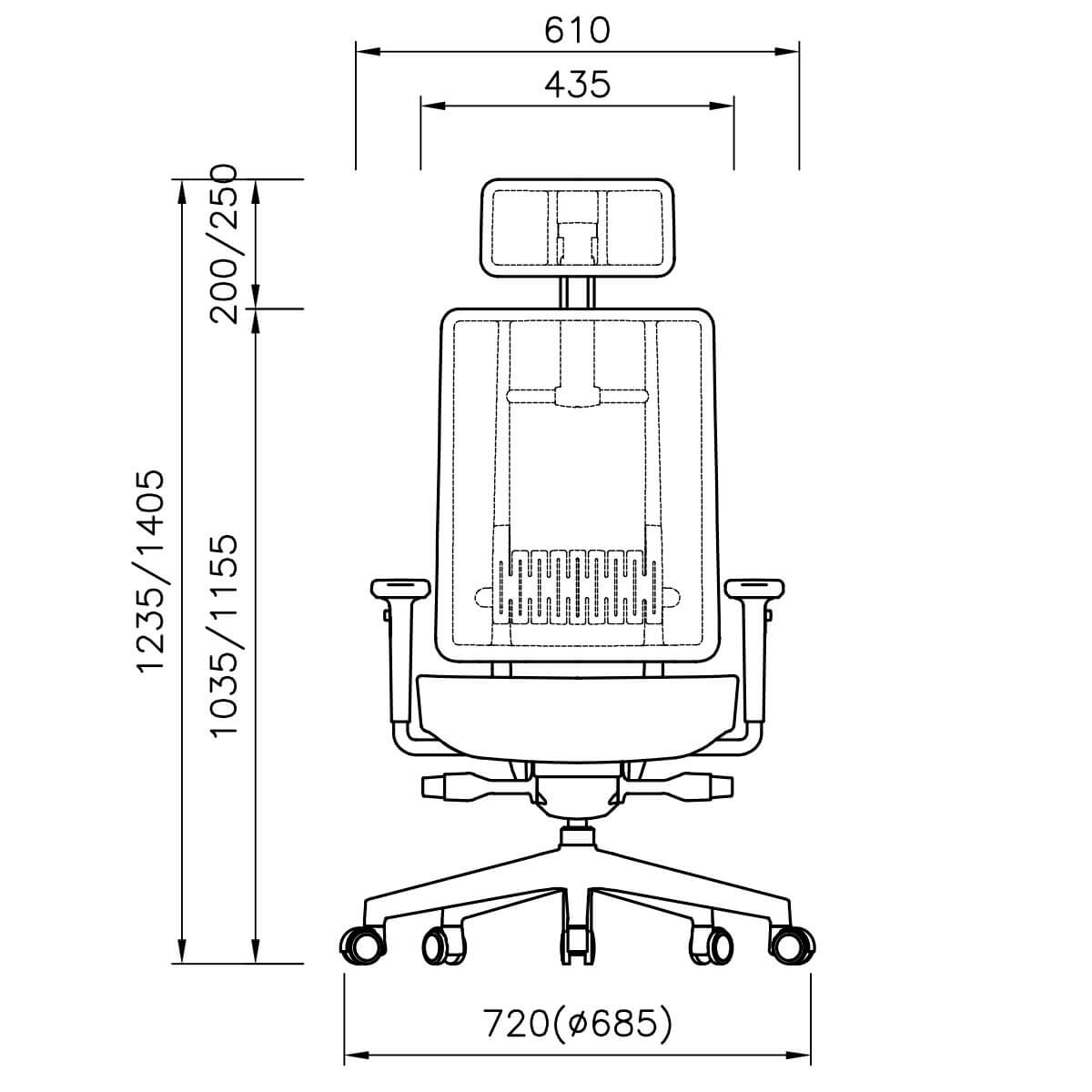 Размеры эргономичного офисного кресла Falto X-Trans