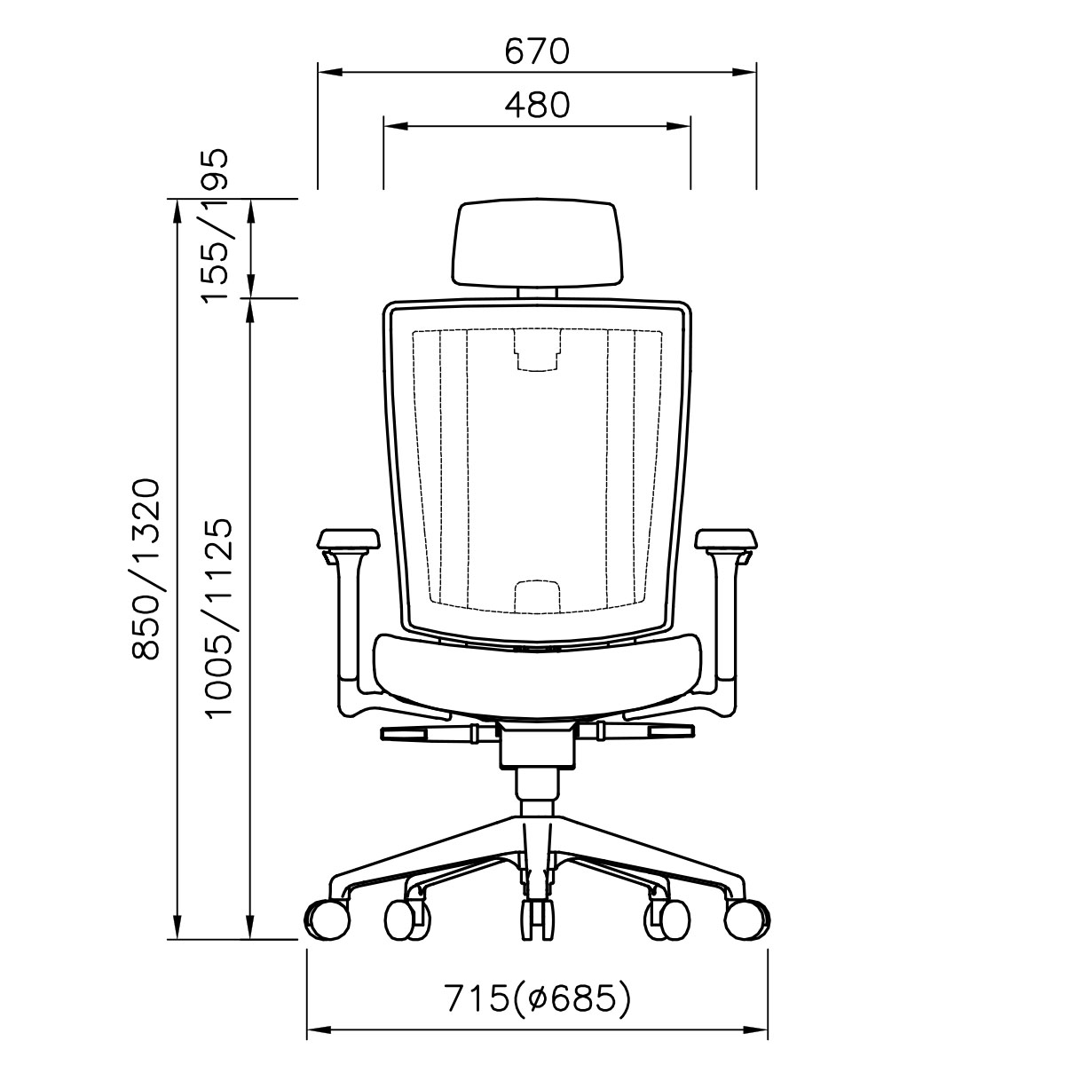 Размеры эргономичного офисного кресла Falto Promax