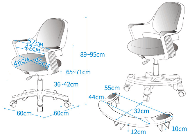 Эргономичное детское компьютерное кресло Falto robo габаритные размеры