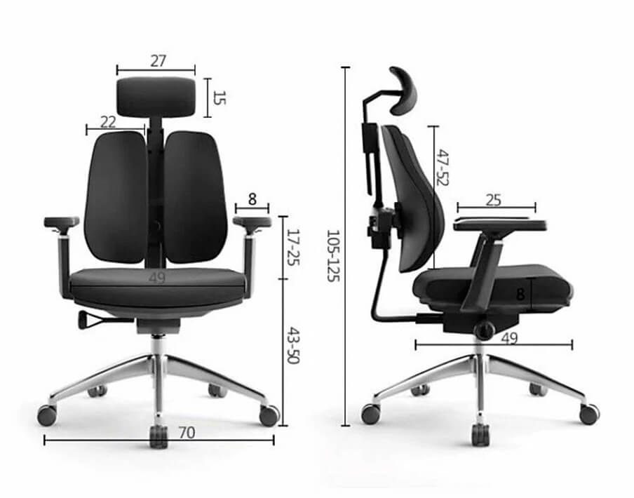 Эргономичное компютерное кресло Falto Orto Alpha габаритные размеры