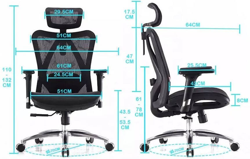 Эргономичное компютерное кресло Falto viva air размеры