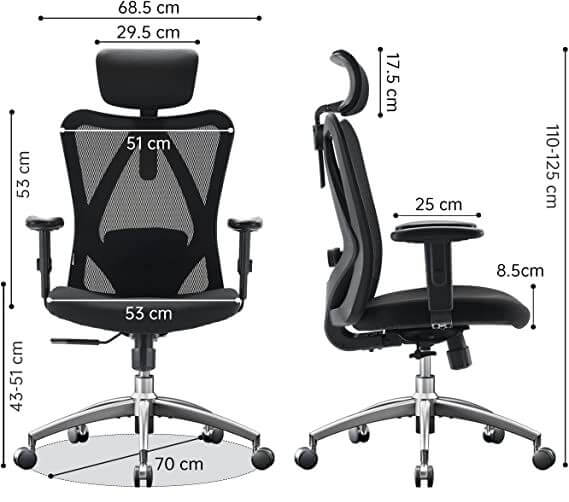 Эргономичное компютерное кресло Falto viva размеры