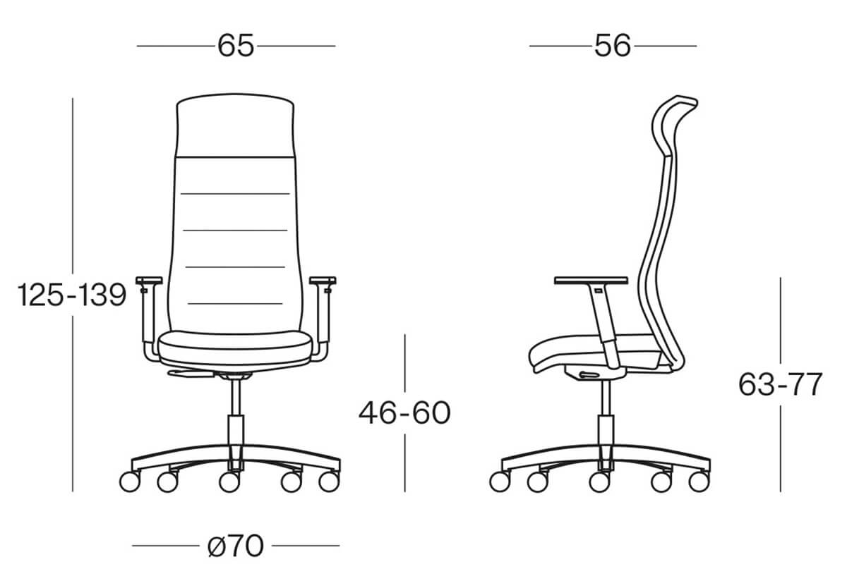 Эргономичное компютерное кресло Milani Grid размеры